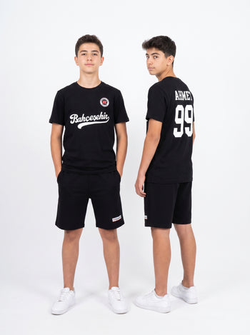 Bahçeşehir Koleji Özelleştirilebilir Siyah Forma T-Shirt + Siyah Şort Kombini