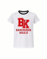 Bahçeşehir Siyah Yaka Kırmızı Logolu Beyaz T-Shirt