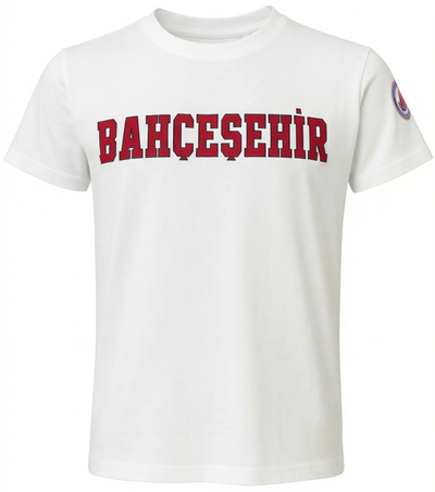 Bahçeşehir Kırmızı Logolu Beyaz T-Shirt