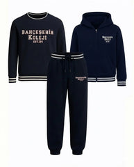 Bahçeşehir Koleji 3'lü 3 İplik Kolej Seti: Kolej Ceketi + Sweatshirt + Eşofman Altı