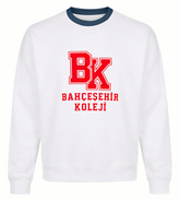 Bahçeşehir Navy Collar Red Logo White Sweatshirt