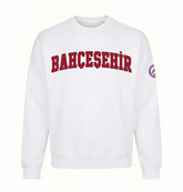 Bahçeşehir Kırmızı Logo Beyaz Sweatshirt