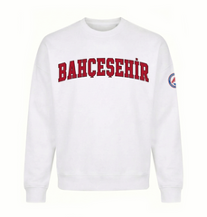 Bahçeşehir Kırmızı Logo Beyaz Sweatshirt