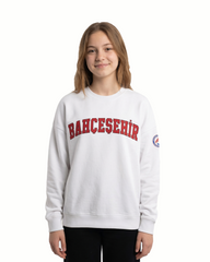 Bahçeşehir Kırmızı Logo Beyaz Sweatshirt