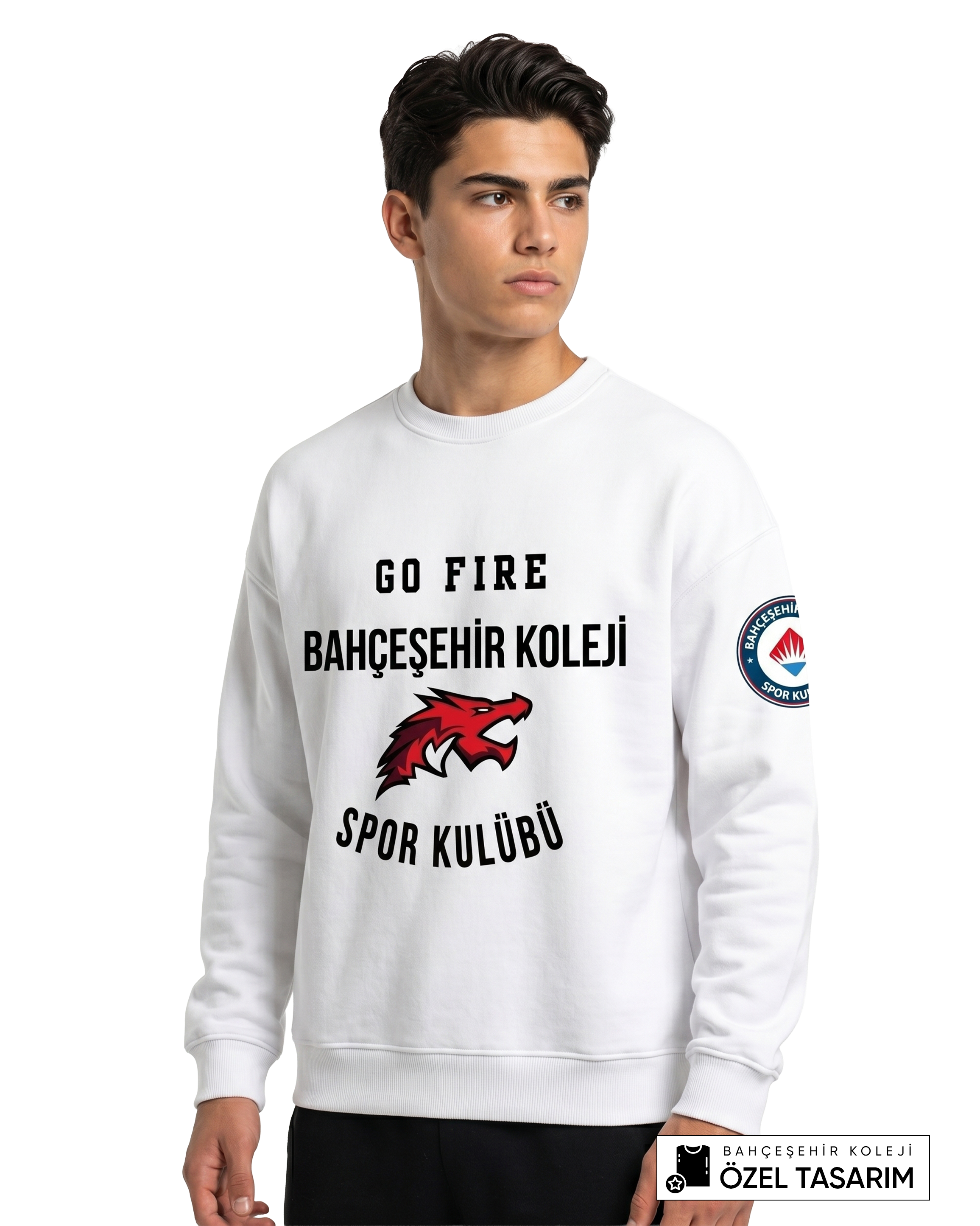 Bahçeşehir Koleji Sport Kulübü Go Fire Özel Tasarım Yazılı Sweatshirt