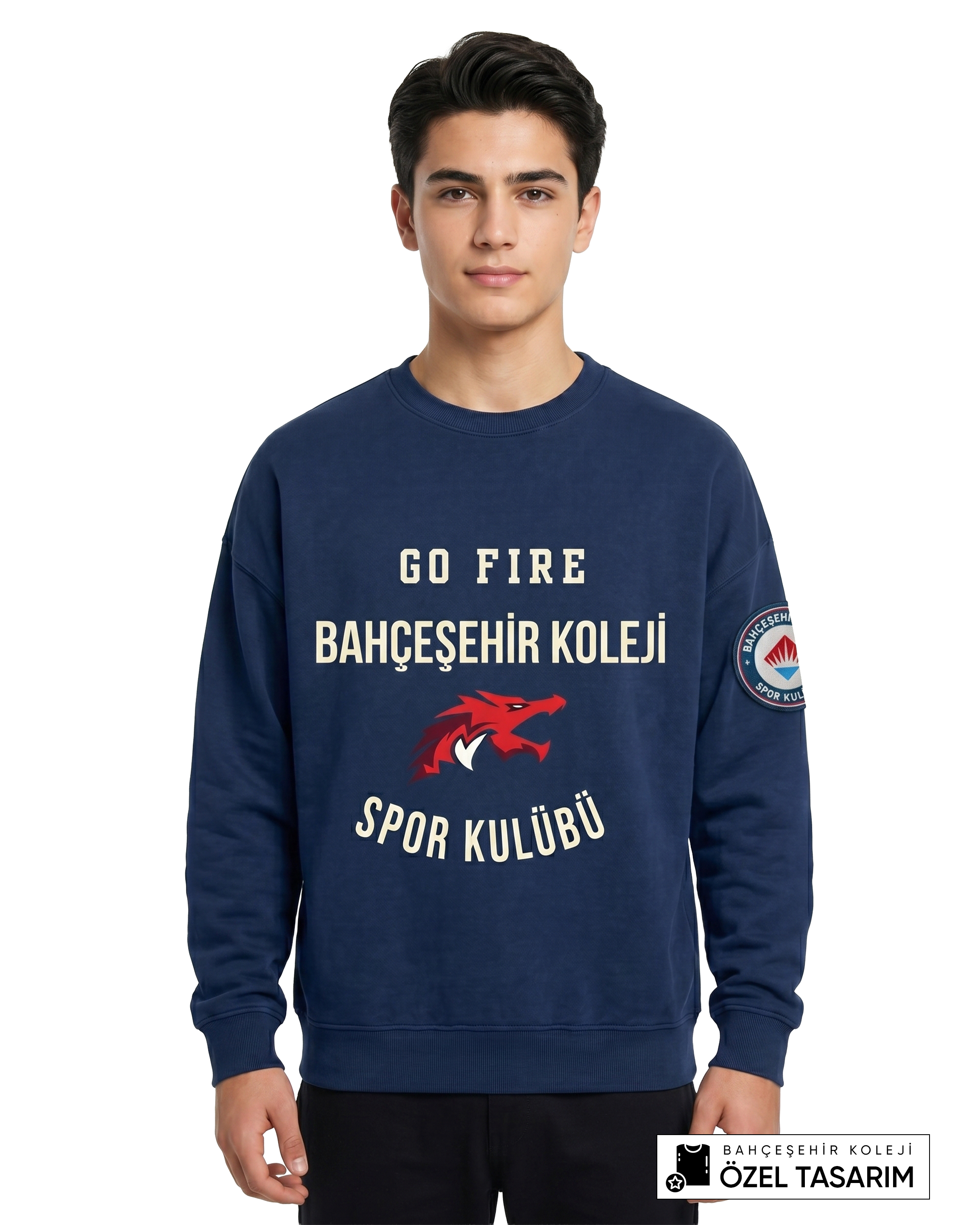 Bahçeşehir Koleji Sport Kulübü Go Fire Özel Tasarım Yazılı Sweatshirt