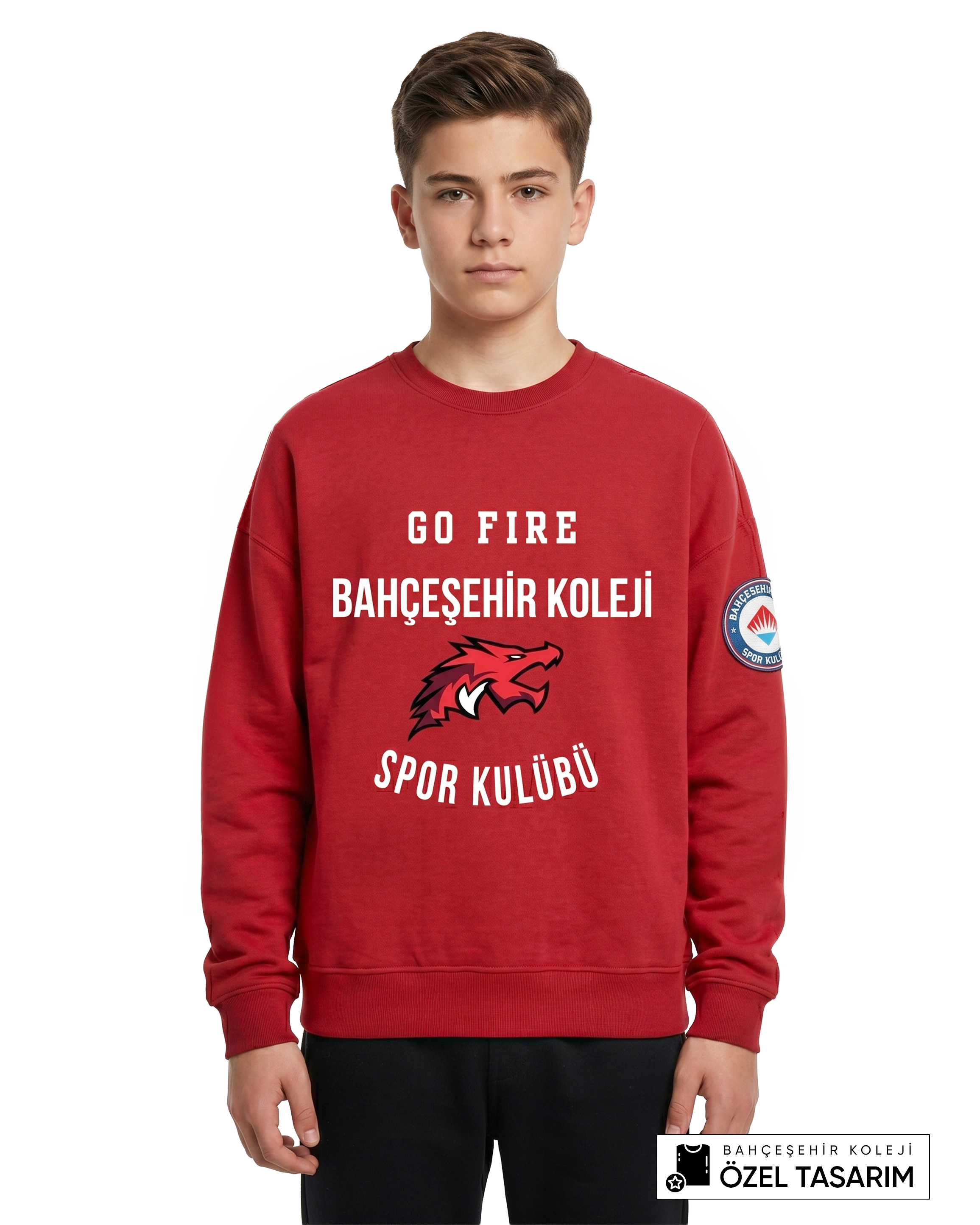 Bahçeşehir Koleji Sport Kulübü Go Fire Özel Tasarım Yazılı Sweatshirt