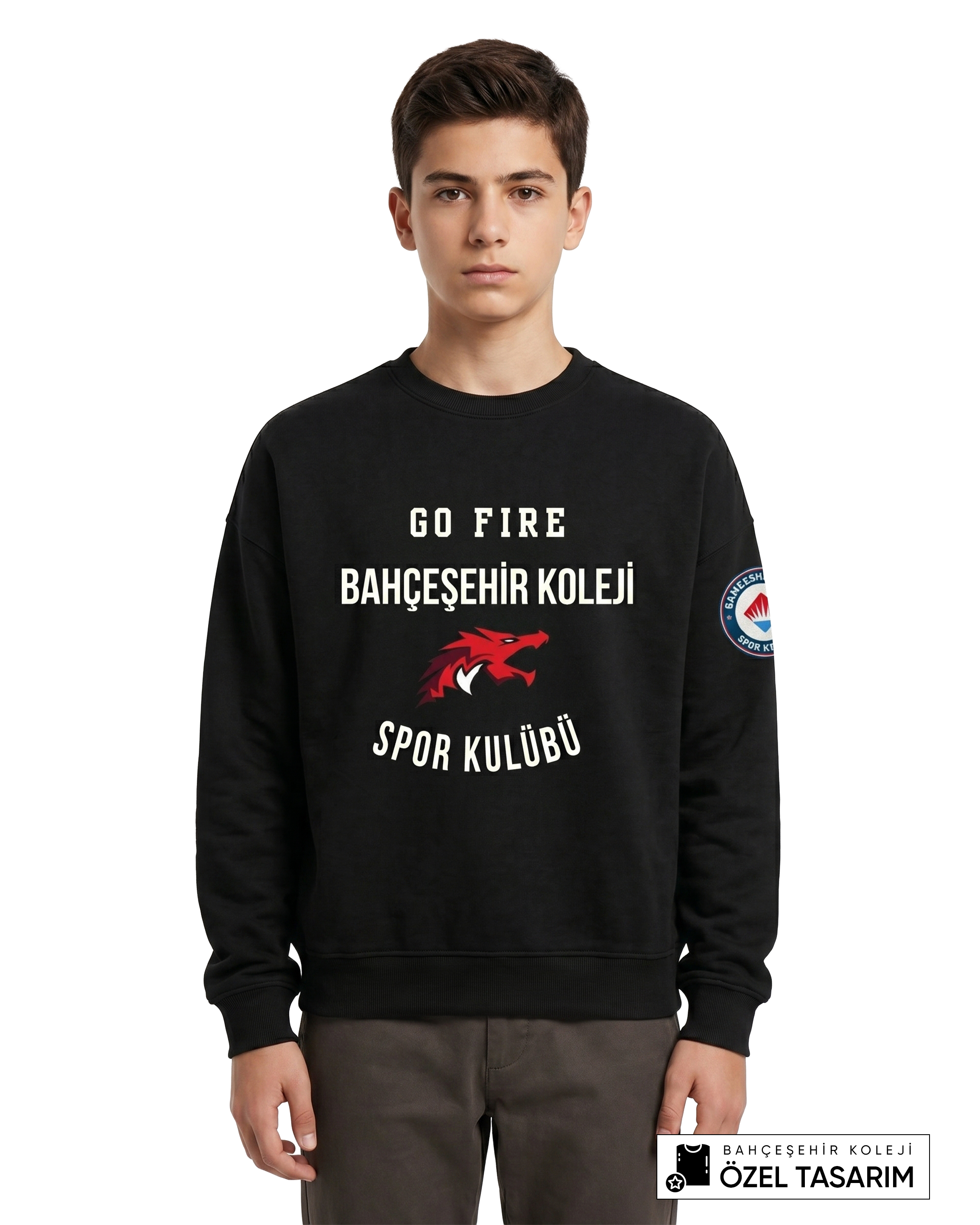 Bahçeşehir Koleji Sport Kulübü Go Fire Özel Tasarım Yazılı Sweatshirt