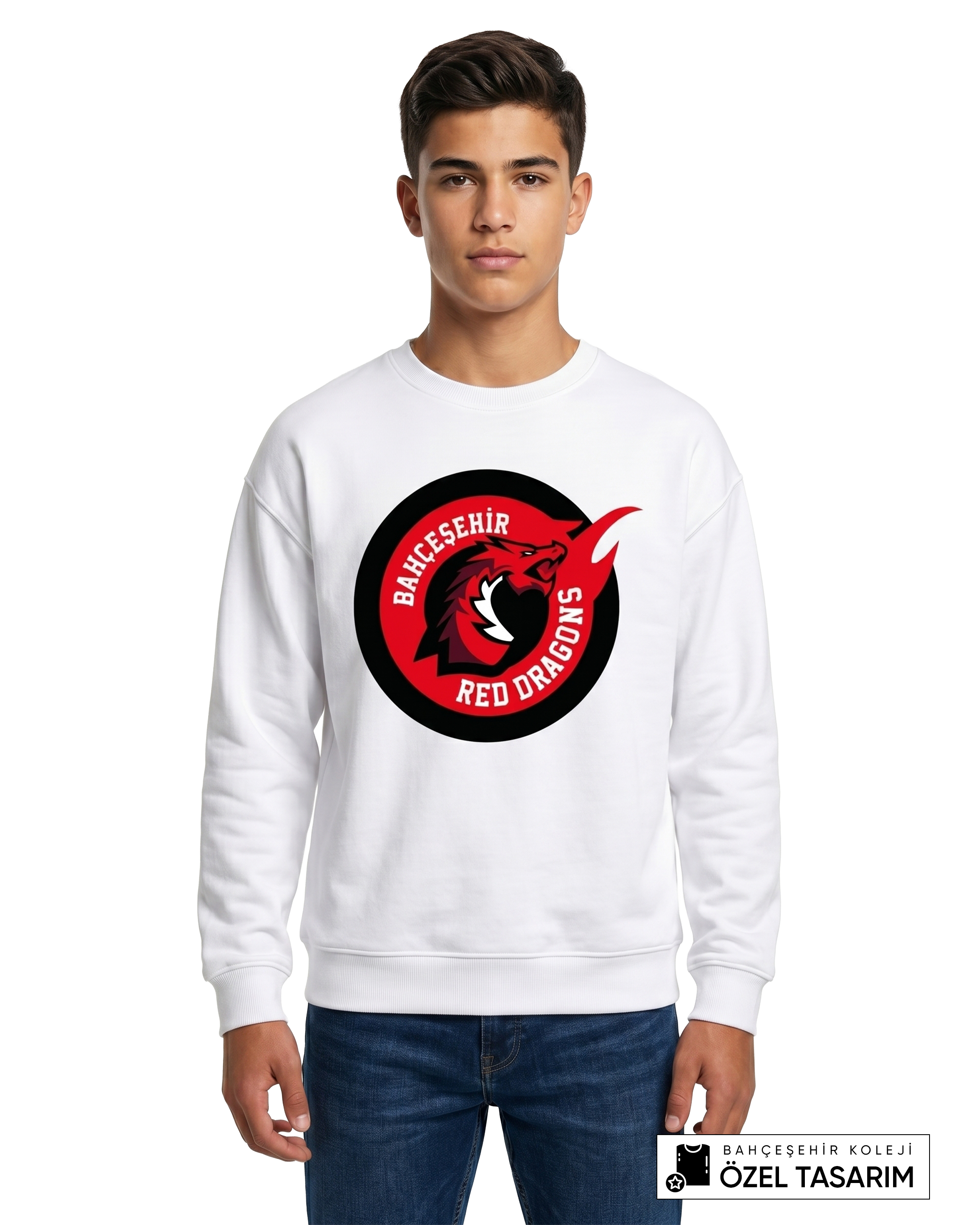 Bahçeşehir Koleji Red Dragons Logolu Özel Tasarım Sweatshirt