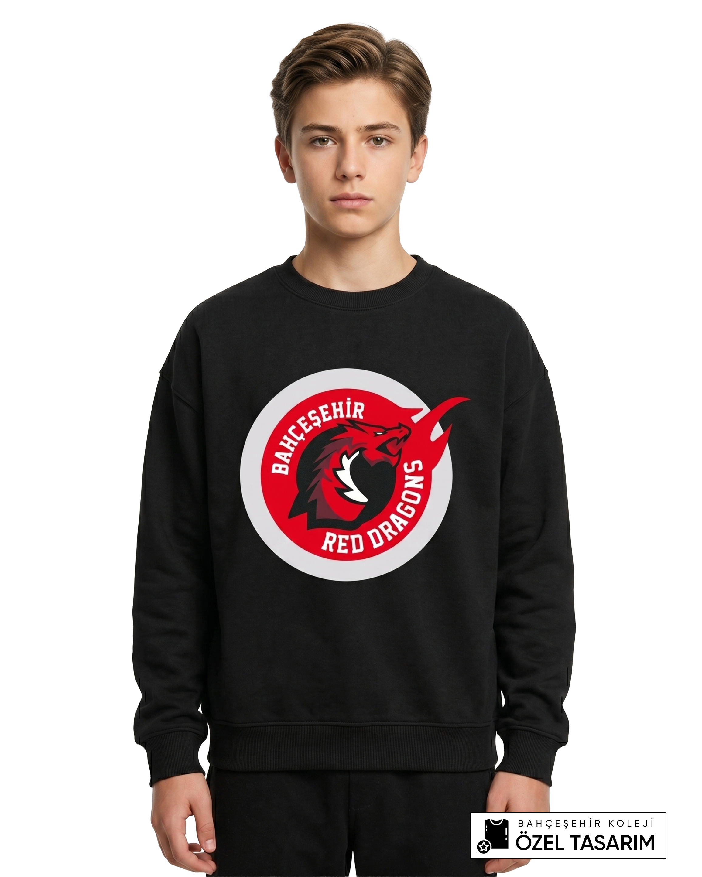 Bahçeşehir Koleji Red Dragons Logolu Özel Tasarım Sweatshirt