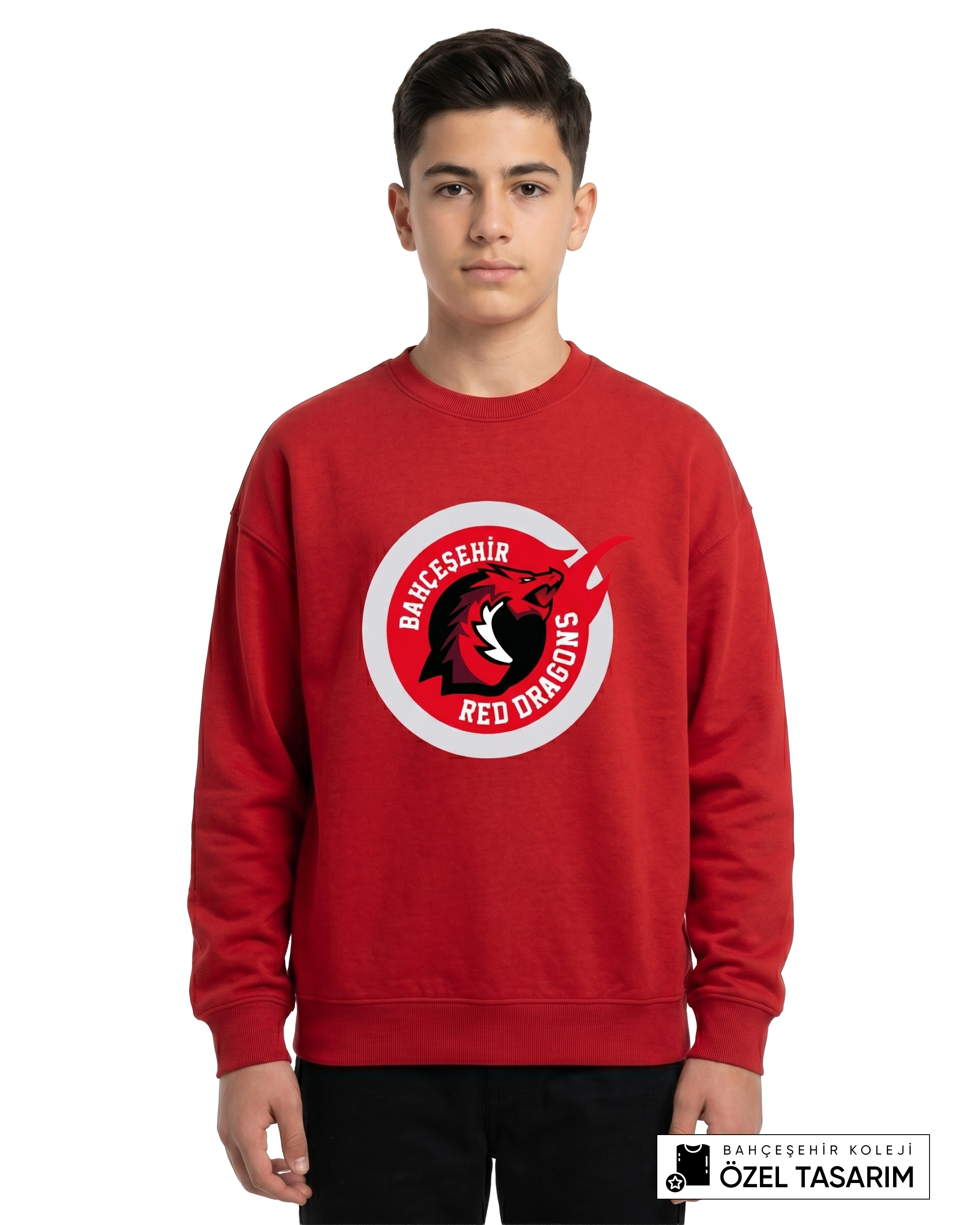 Bahçeşehir Koleji Red Dragons Logolu Özel Tasarım Sweatshirt