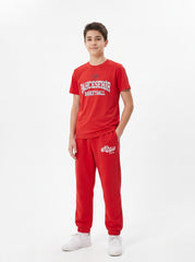 Bahçeşehir Koleji Kırmızı Basketball T-Shirt + Kırmızı Eşofman Kombini