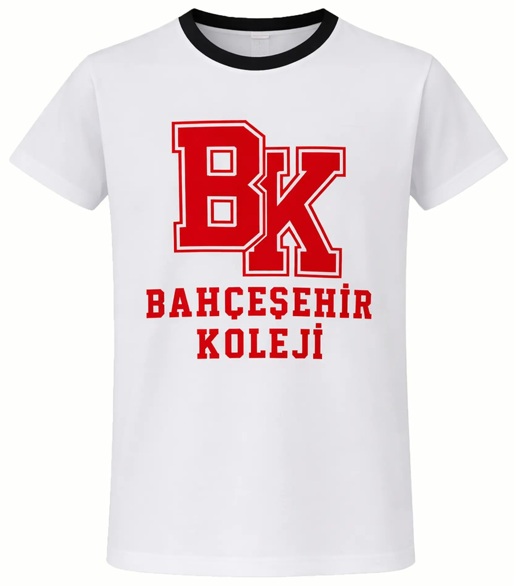Bahçeşehir Siyah Yaka Kırmızı Logolu Beyaz T-Shirt bigkeepcollection