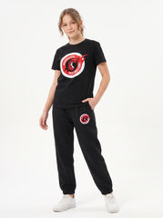 Bahçeşehir Koleji Siyah Logolu T-Shirt + Logolu Siyah Eşofman Kombin