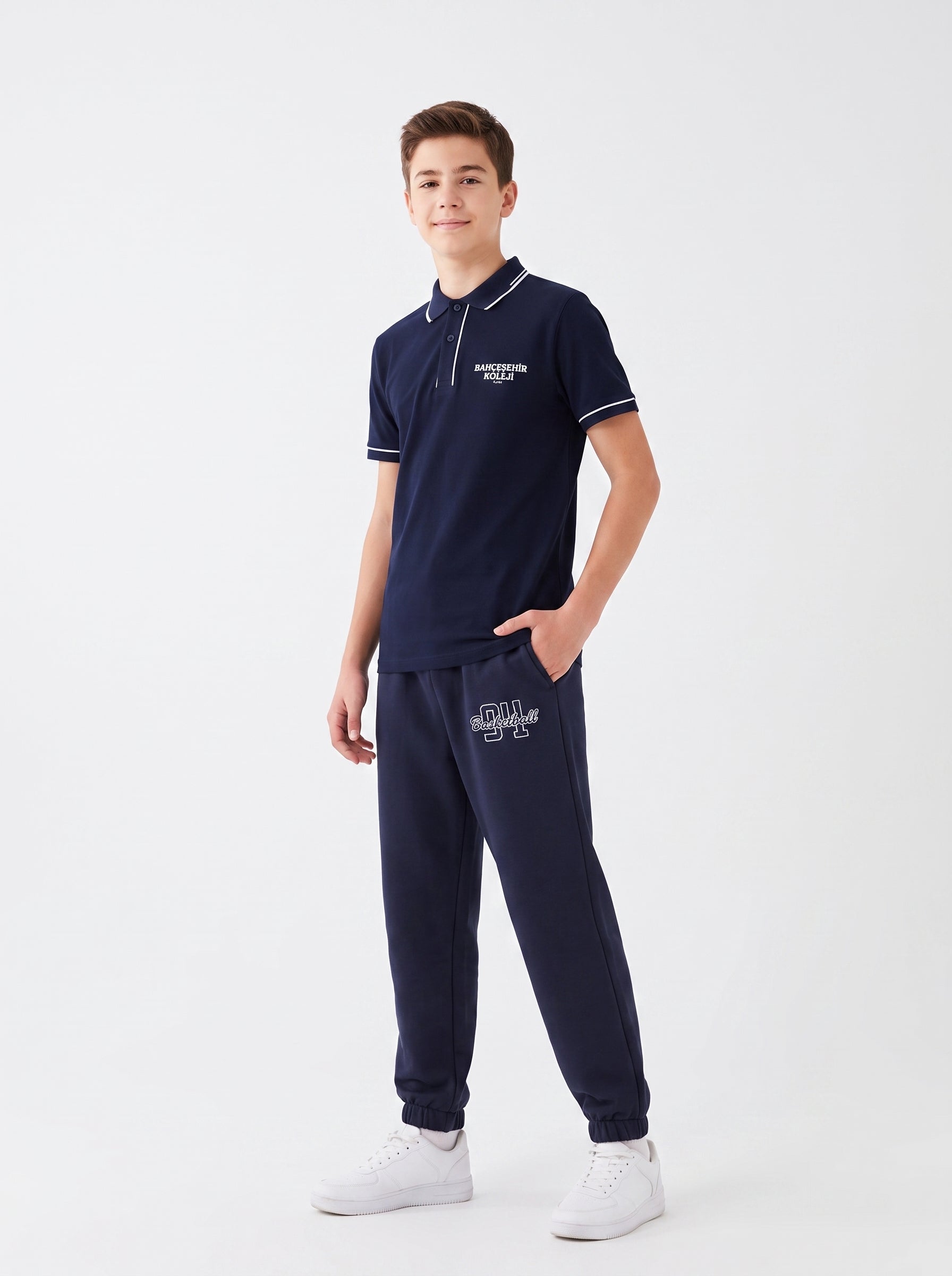 Bahçeşehir Yeni Sezon Polo Yaka T-Shirt + Koyu Lacivert Eşofman Kombini