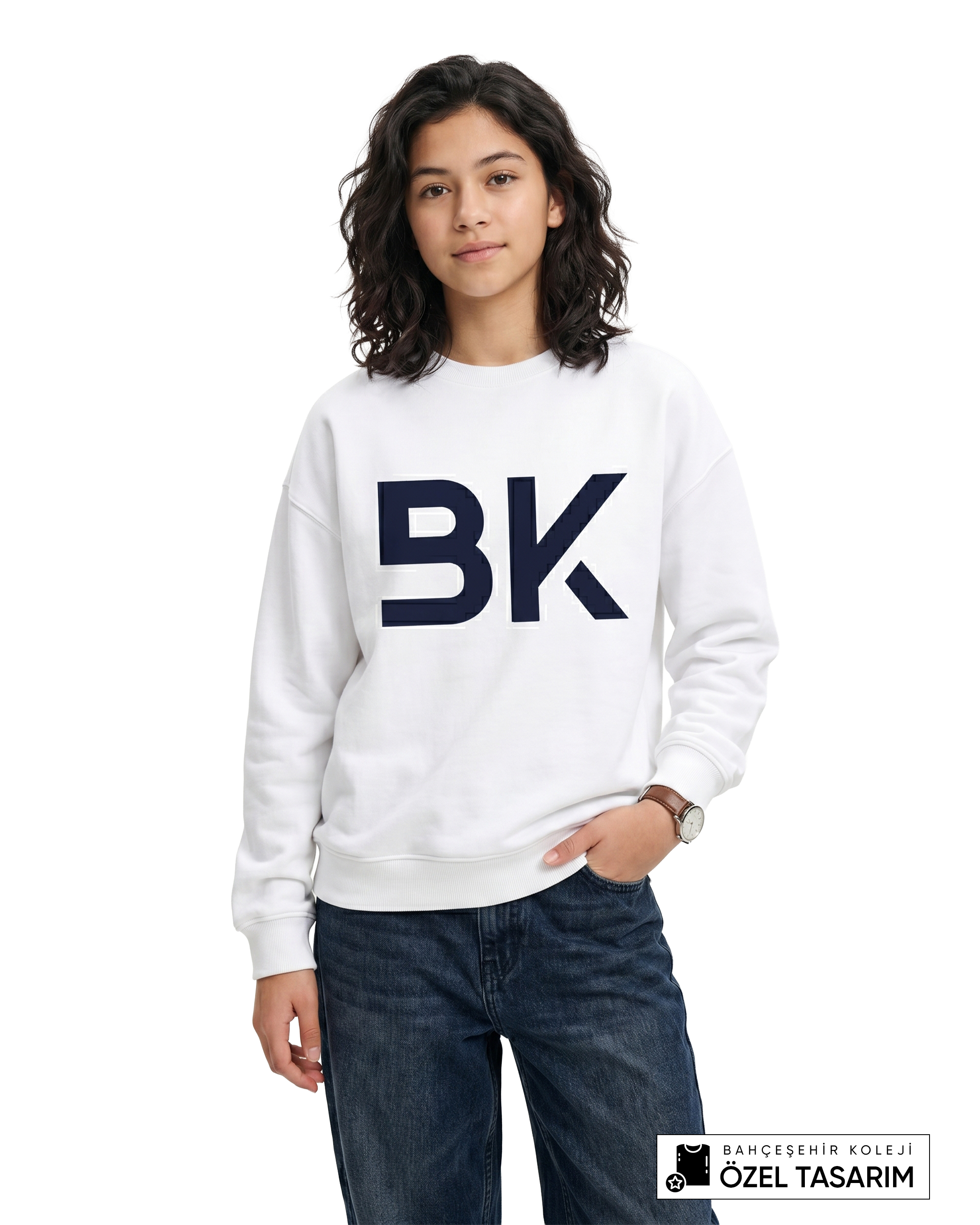Bahçeşehir Koleji BK Logolu Özel Tasarım Sweatshirt