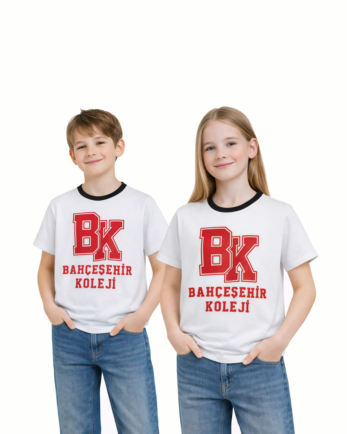 Bahçeşehir Siyah Yaka Kırmızı Logolu Beyaz T-Shirt bigkeepcollection