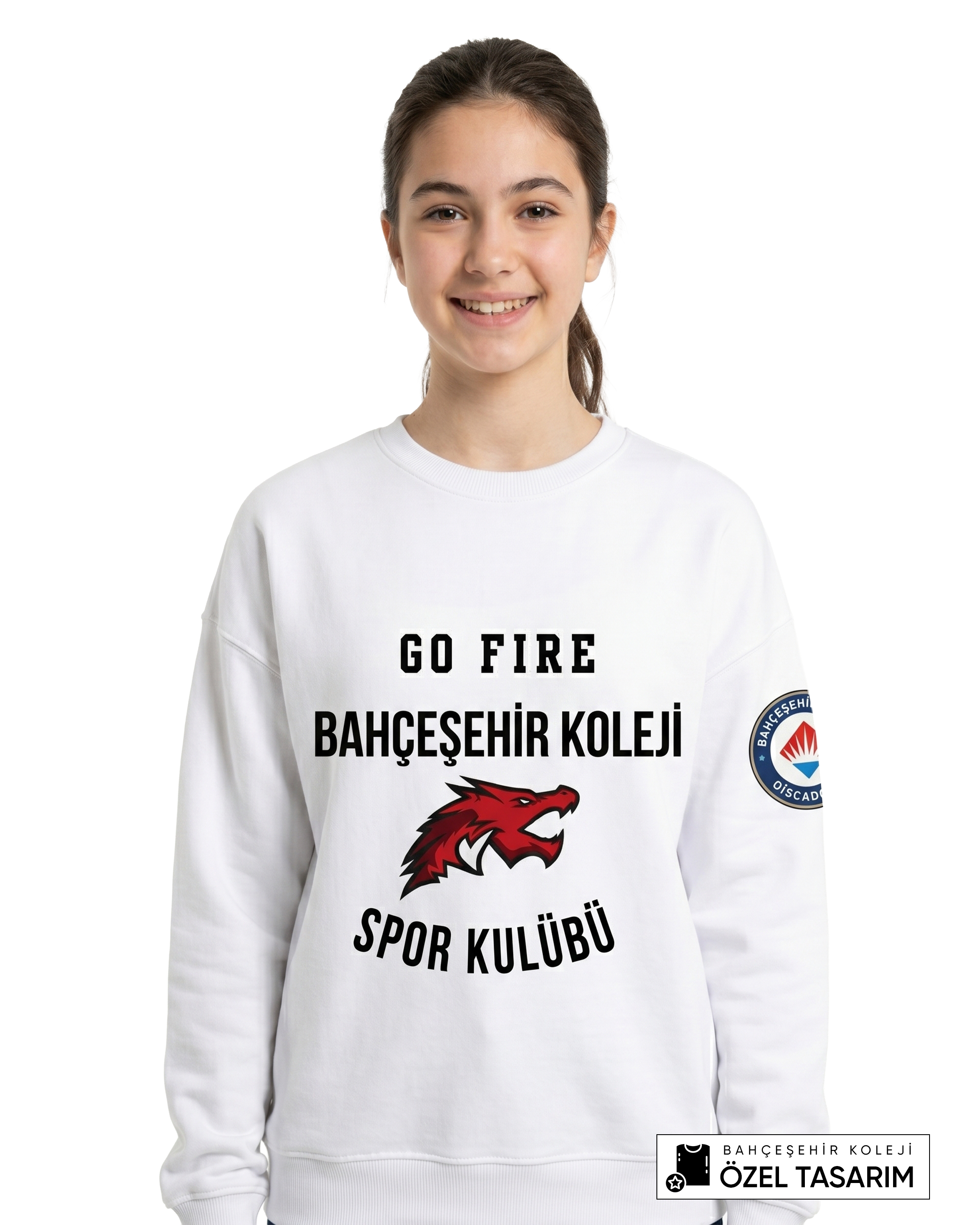 Bahçeşehir Koleji Sport Kulübü Go Fire Özel Tasarım Yazılı Sweatshirt