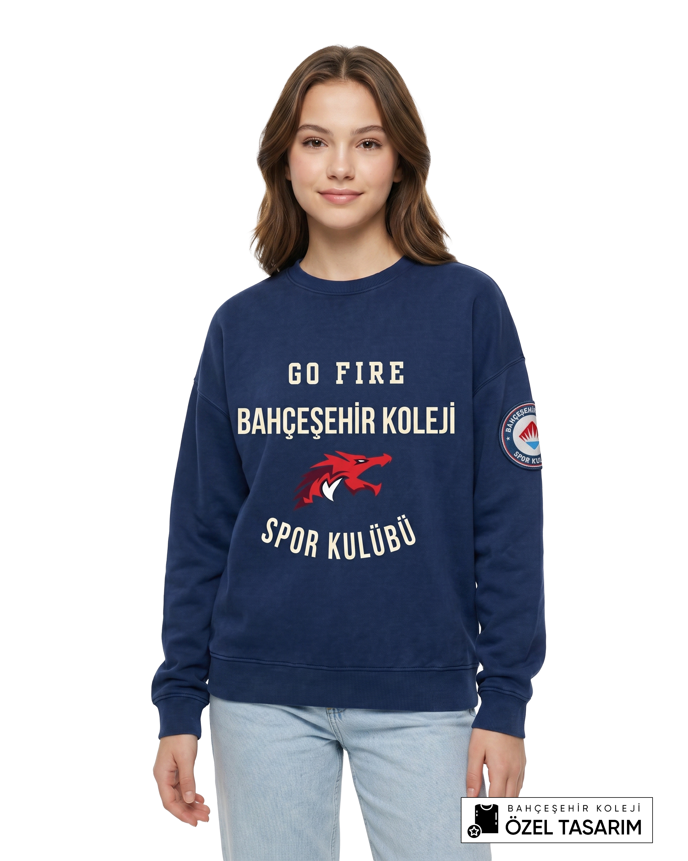 Bahçeşehir Koleji Sport Kulübü Go Fire Özel Tasarım Yazılı Sweatshirt