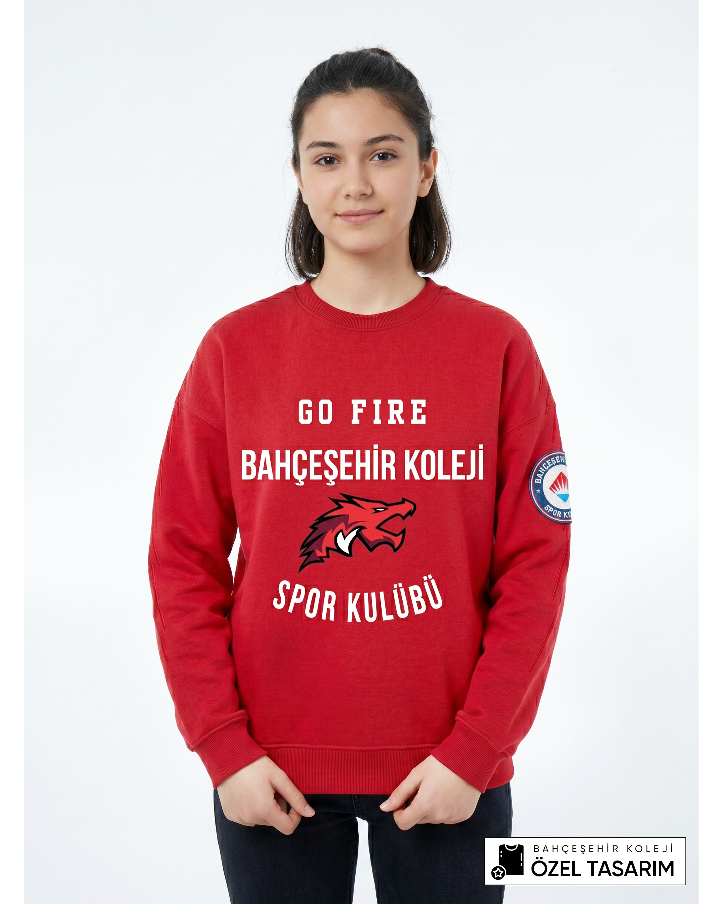 Bahçeşehir Koleji Sport Kulübü Go Fire Özel Tasarım Yazılı Sweatshirt