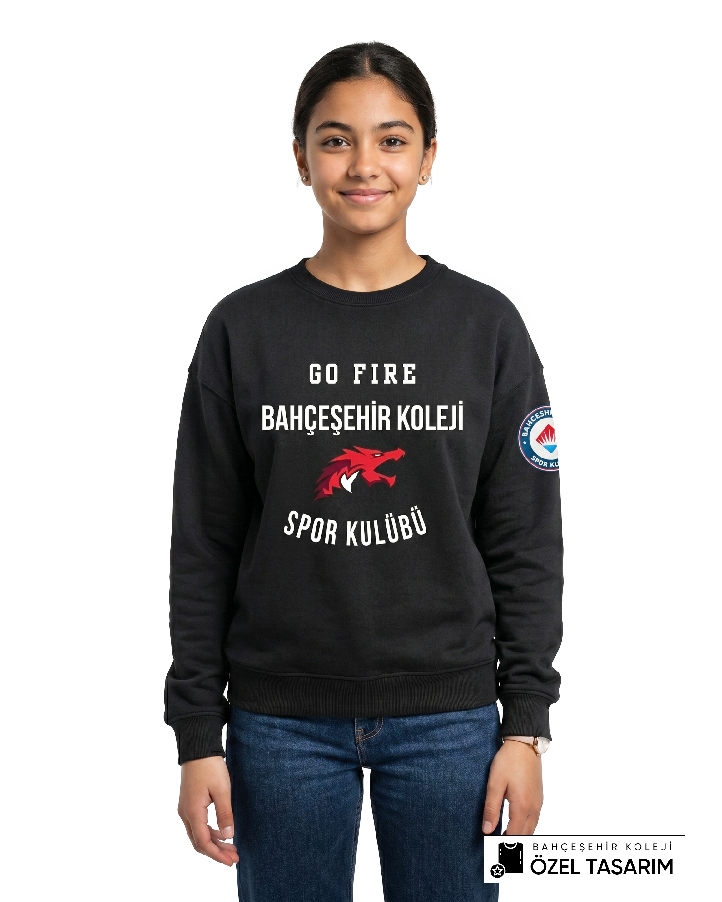 Bahçeşehir Koleji Sport Kulübü Go Fire Özel Tasarım Yazılı Sweatshirt