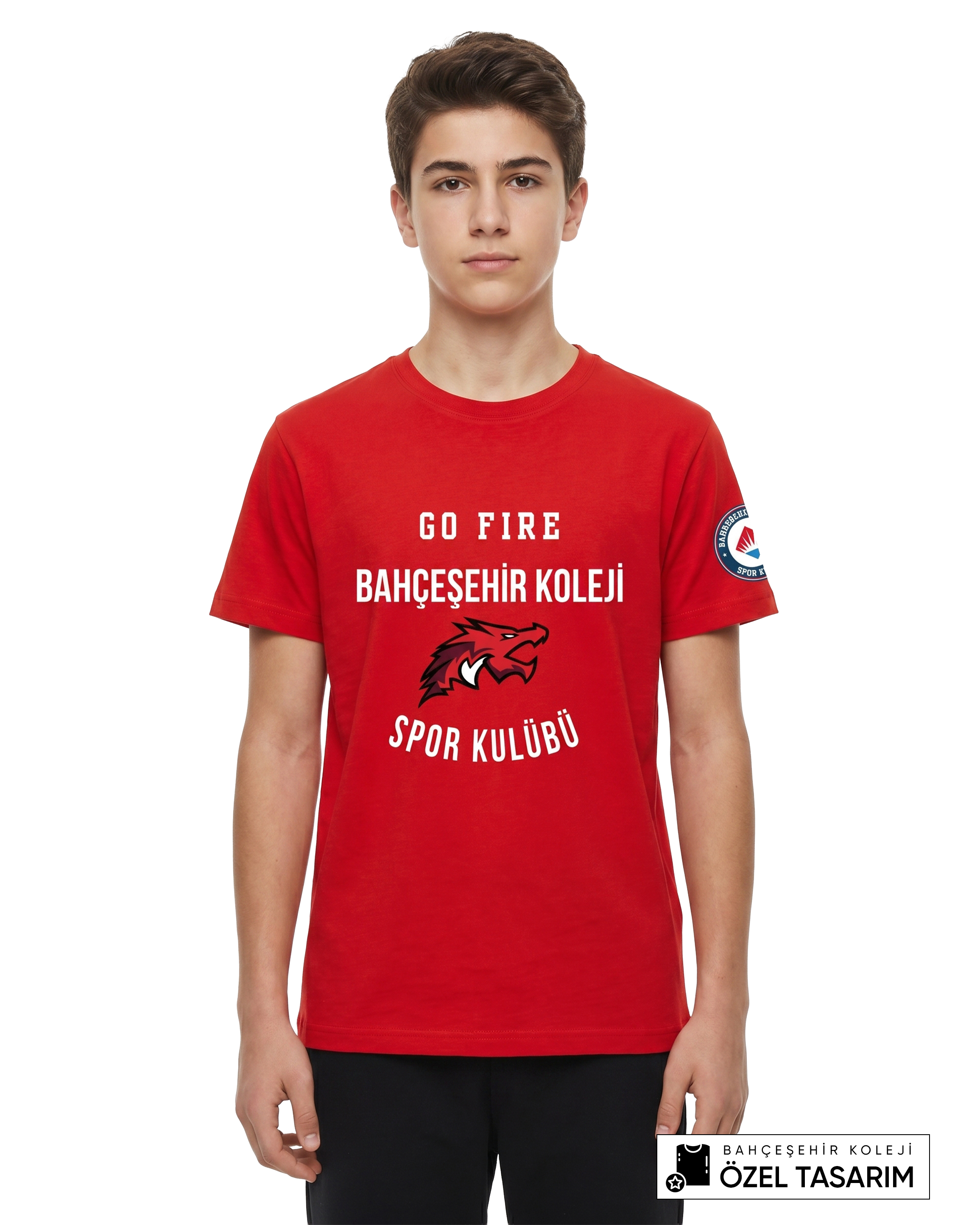 Bahçeşehir Koleji Sport Kulübü Go Fire Özel Tasarım Yazılı T-shirt
