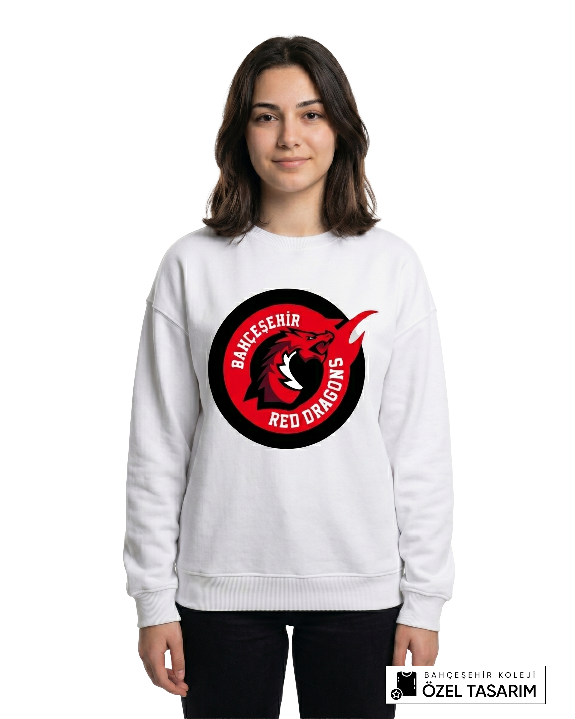 Bahçeşehir Koleji Red Dragons Logolu Özel Tasarım Sweatshirt