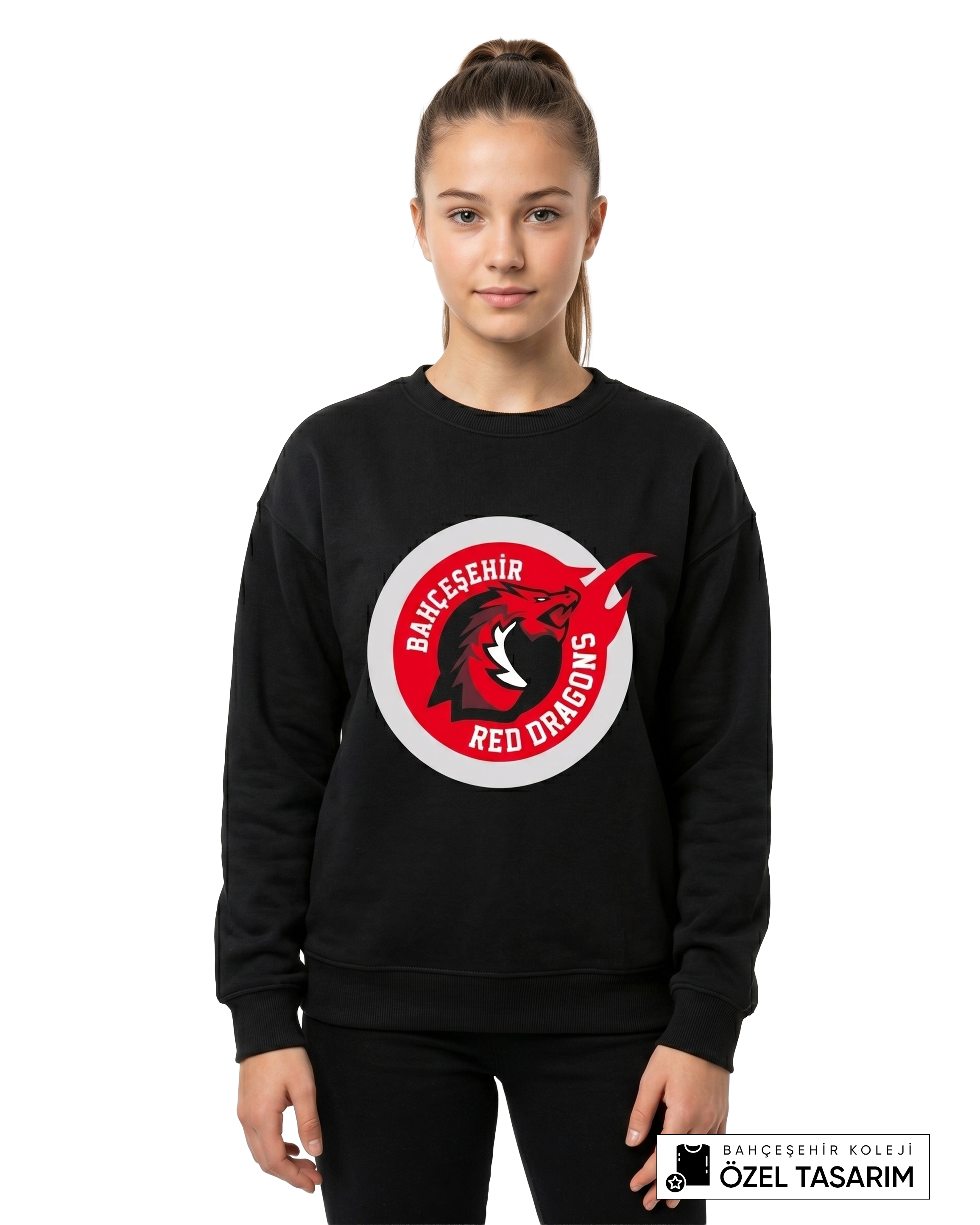 Bahçeşehir Koleji Red Dragons Logolu Özel Tasarım Sweatshirt