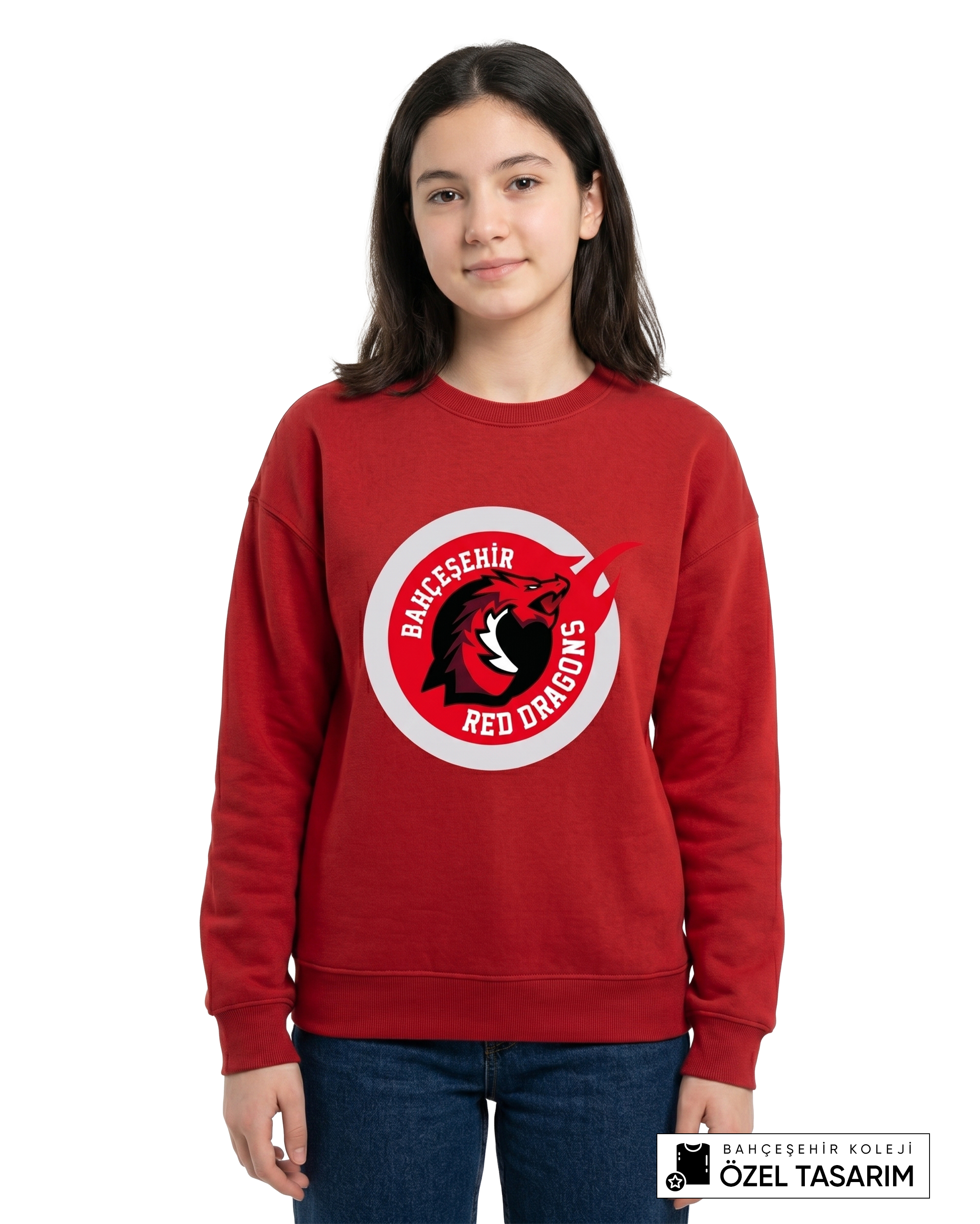 Bahçeşehir Koleji Red Dragons Logolu Özel Tasarım Sweatshirt