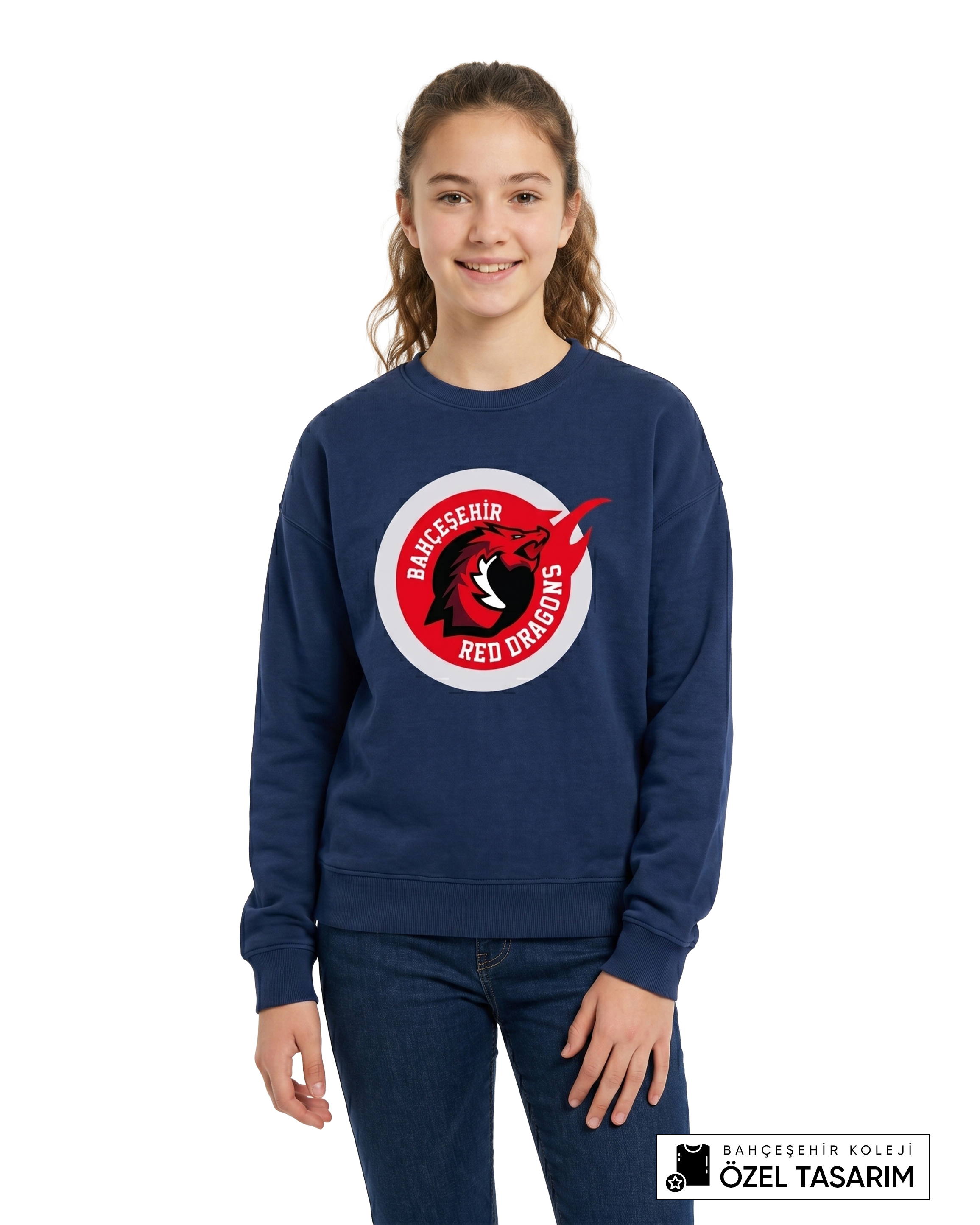 Bahçeşehir Koleji Red Dragons Logolu Özel Tasarım Sweatshirt