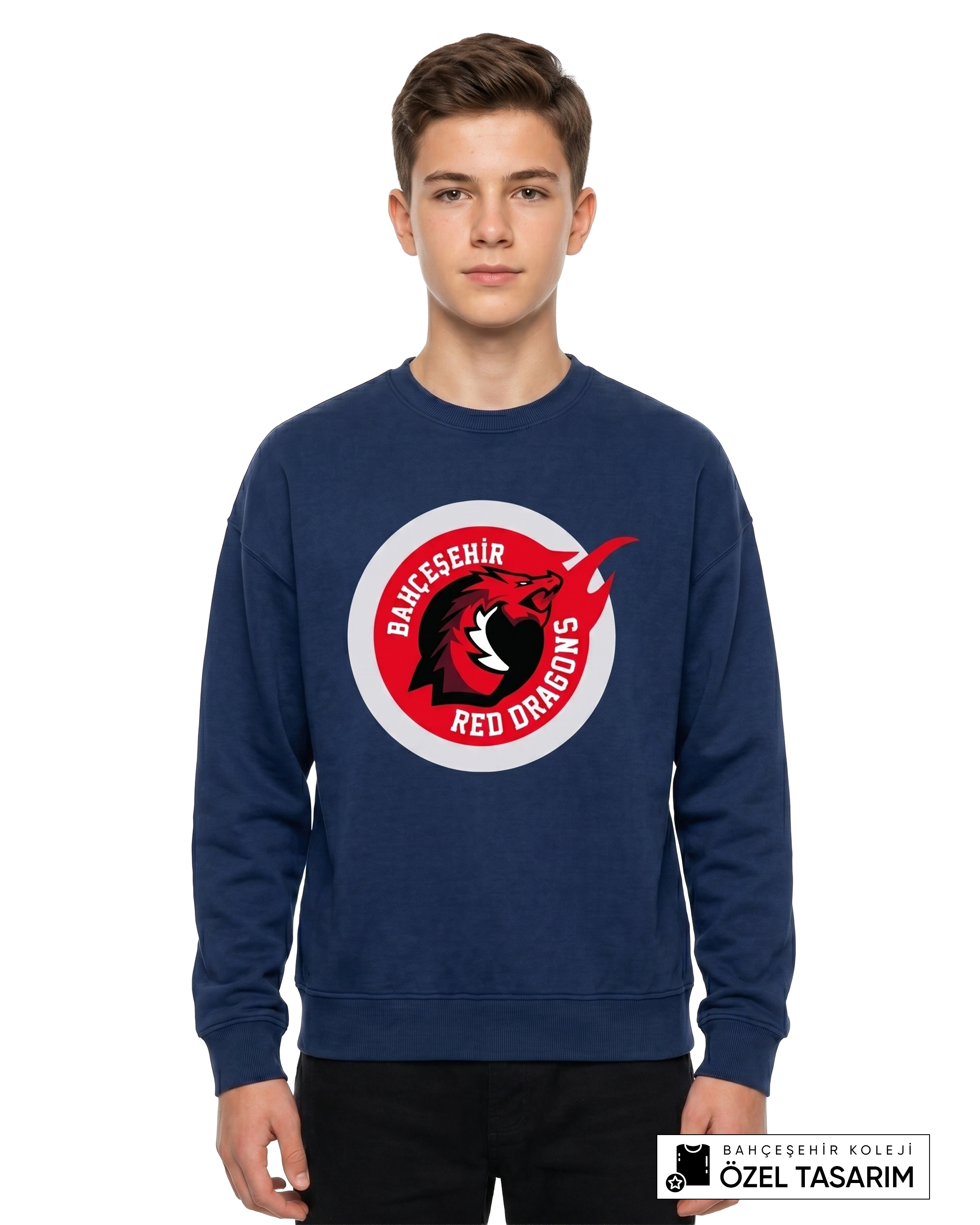 Bahçeşehir Koleji Red Dragons Logolu Özel Tasarım Sweatshirt