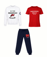 Bahçeşehir Koleji Özel Tasarım Beyaz Sweatshirt + Kırmızı EST 94 T-Shirt + Eşofman Altı Kombini