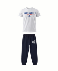 Bahçeşehir Koleji Beyaz Basketball T-Shirt + Koyu Lacivert Eşofman Kombini