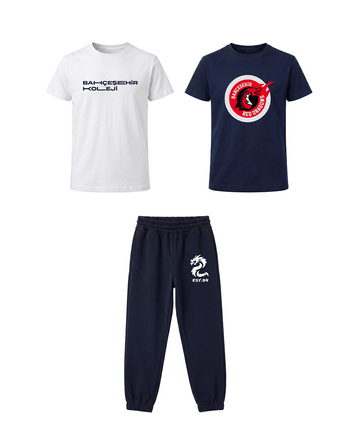 Bahçeşehir Koleji Özel Tasarım Yazılı T-shirt + Red Dragons T-Shirt + Koyu Lacivert Eşofman Altı
