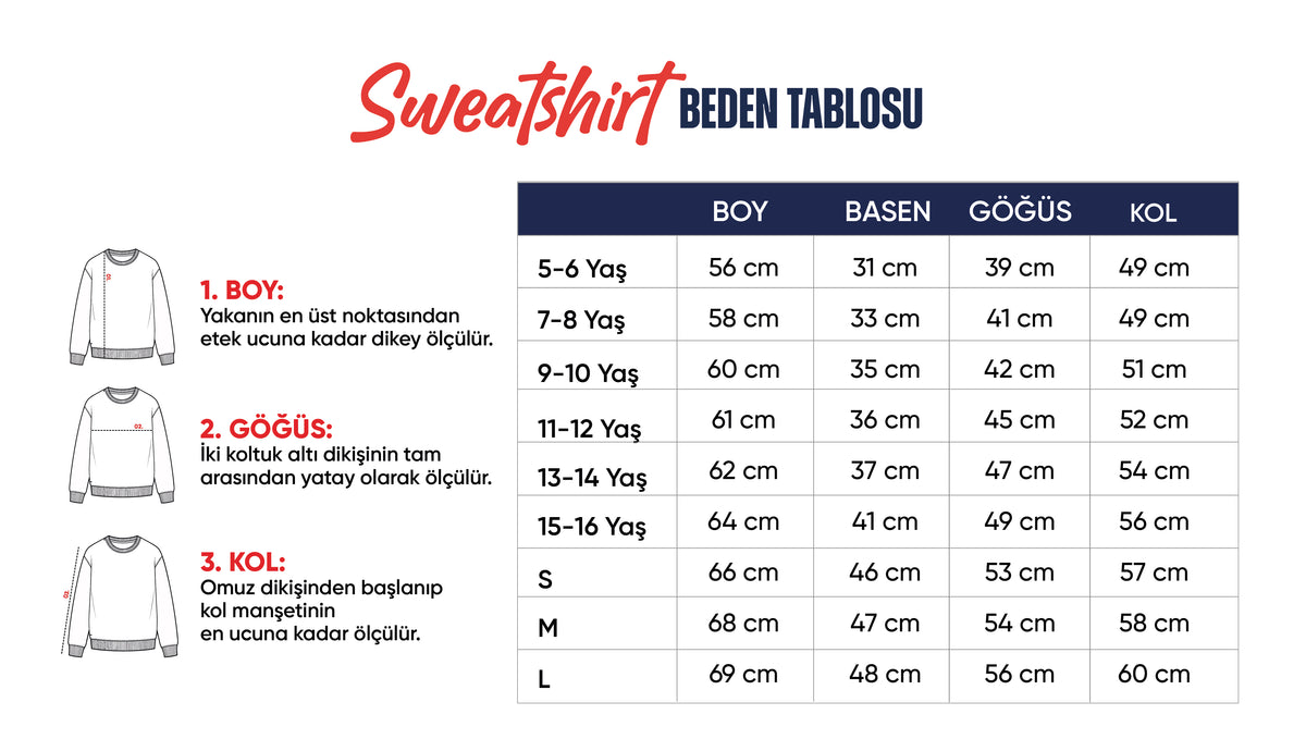 Sweatshirt beden tablosu