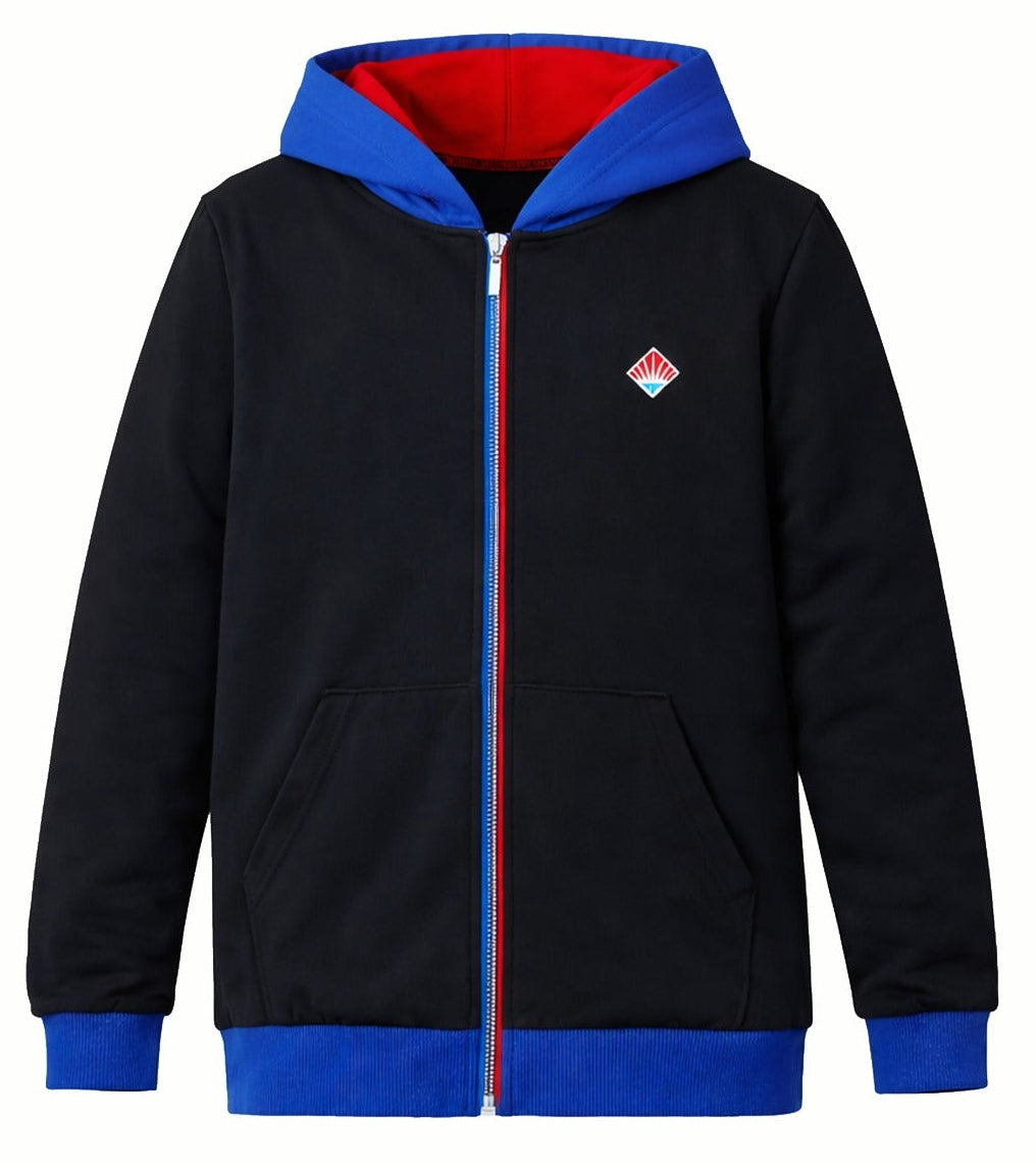 Bahçeşehir College Black, Logoed Red and Blue Zippered College Jacket
