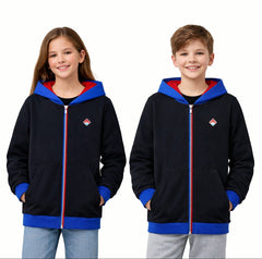 Bahçeşehir College Black, Logoed Red and Blue Zippered College Jacket