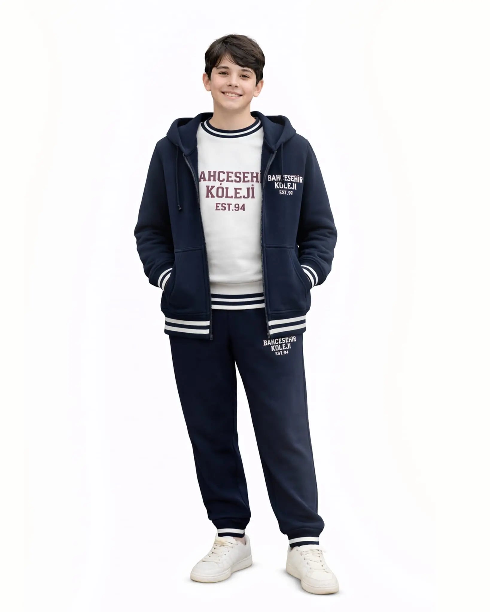 Bahçeşehir Koleji 3'lü 2 İplik Kolej Seti: Kolej Ceketi + Sweatshirt + Eşofman Altı