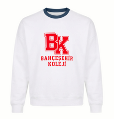 Bahçeşehir Lacivert Yaka Kırmızı Logolu Beyaz Sweatshirt