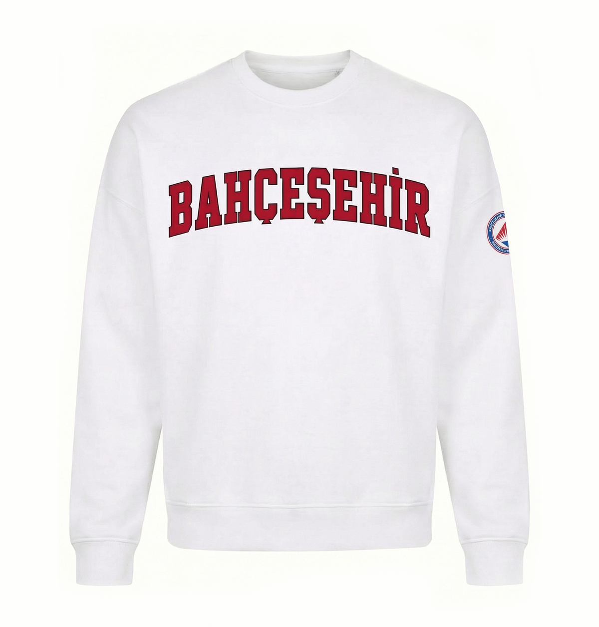 Bahçeşehir Kırmızı Logo Beyaz Sweatshirt