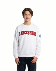 Bahçeşehir Kırmızı Logo Beyaz Sweatshirt